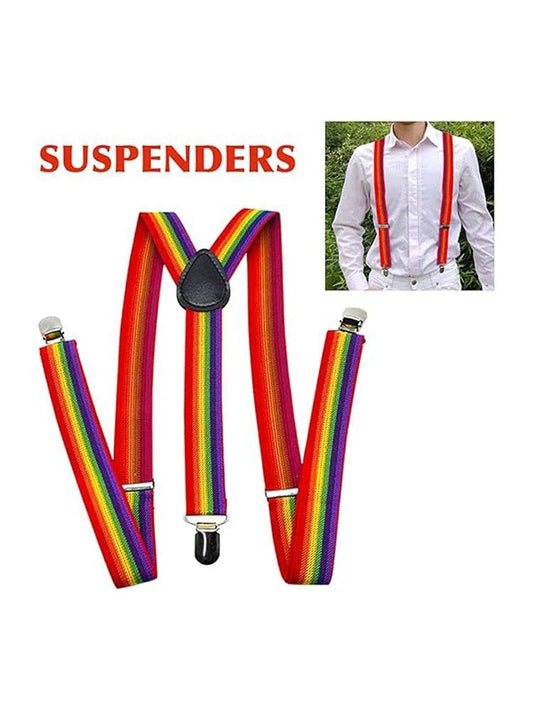 Men's Rainbow Pride, Festival Adjustable Suspender Braces 2.5 cm - thefancydress.co.uk