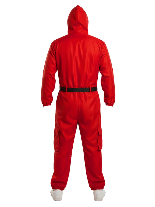 Men's Red Game Jumpsuit With Belt