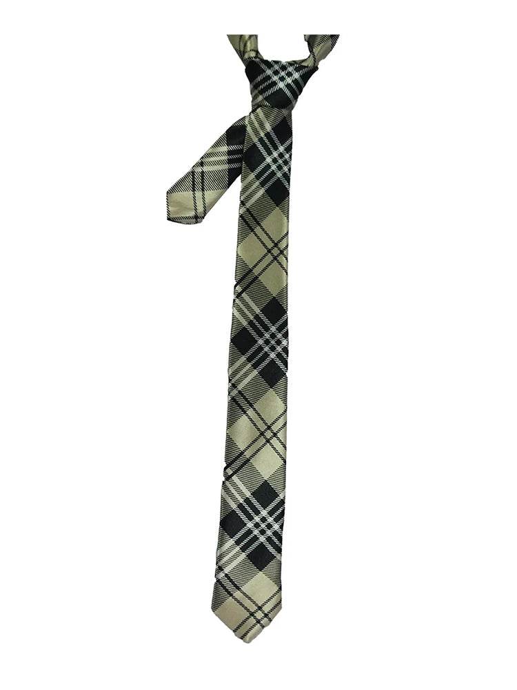 Men's Satin Style Plain Tartan Neck Tie - 6cm - thefancydress.co.uk
