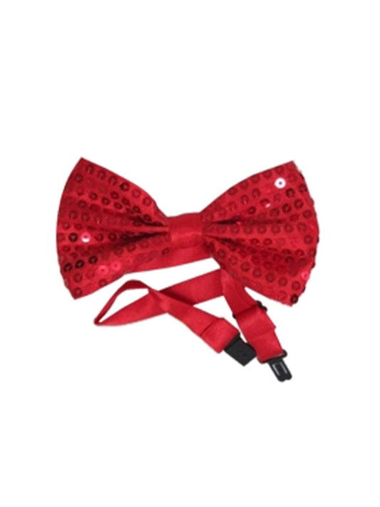 Men's Sequin Wedding Festive Party Accessories Bow Tie -Adjustable Length Bowtie red