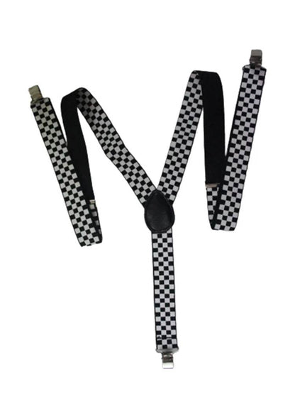 Men’s Y-Back Check Printed Suspenders – Adjustable & Stylish (2.5cm) - thefancydress.co.uk