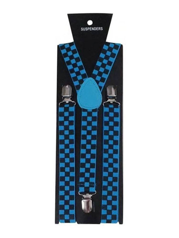 Men’s Y-Back Check Printed Suspenders – Adjustable & Stylish (2.5cm) - thefancydress.co.uk