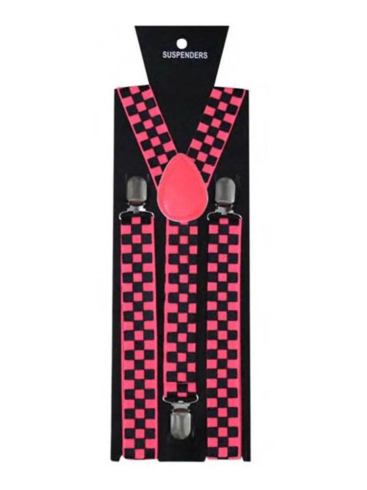 Men’s Y-Back Check Printed Suspenders – Adjustable & Stylish (2.5cm) - thefancydress.co.uk