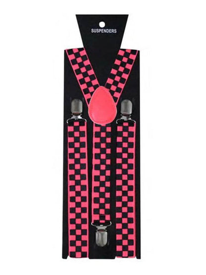 Men’s Y-Back Check Printed Suspenders – Adjustable & Stylish (2.5cm) - thefancydress.co.uk