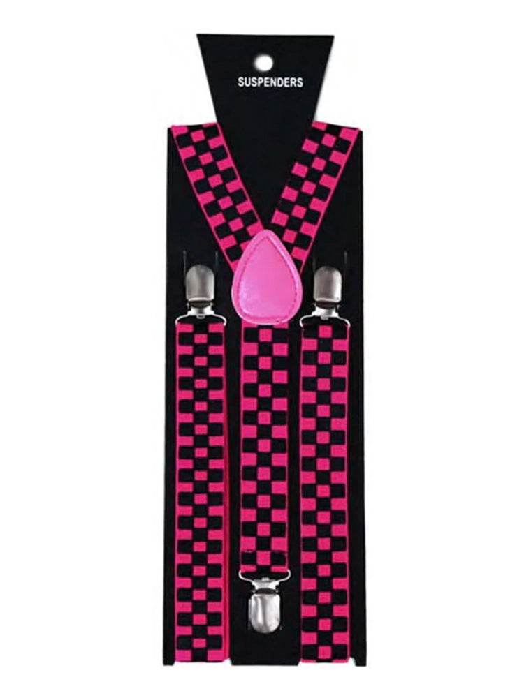 Men’s Y-Back Check Printed Suspenders – Adjustable & Stylish (2.5cm) - thefancydress.co.uk