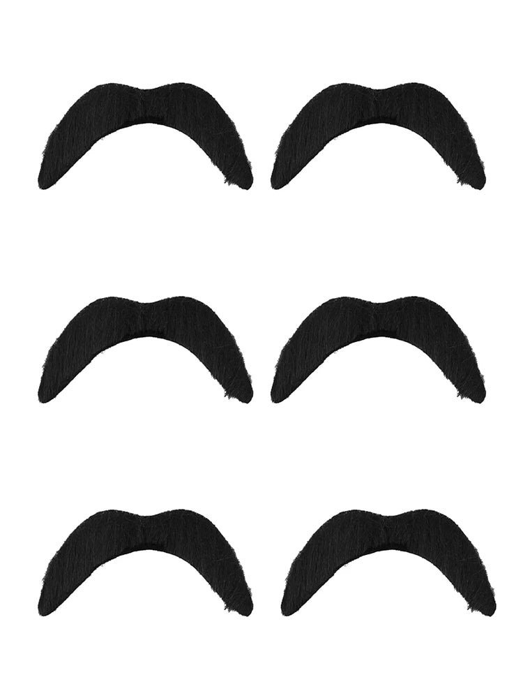 Men's Black 80s Biker Mexican Tash Moustache pack of 6