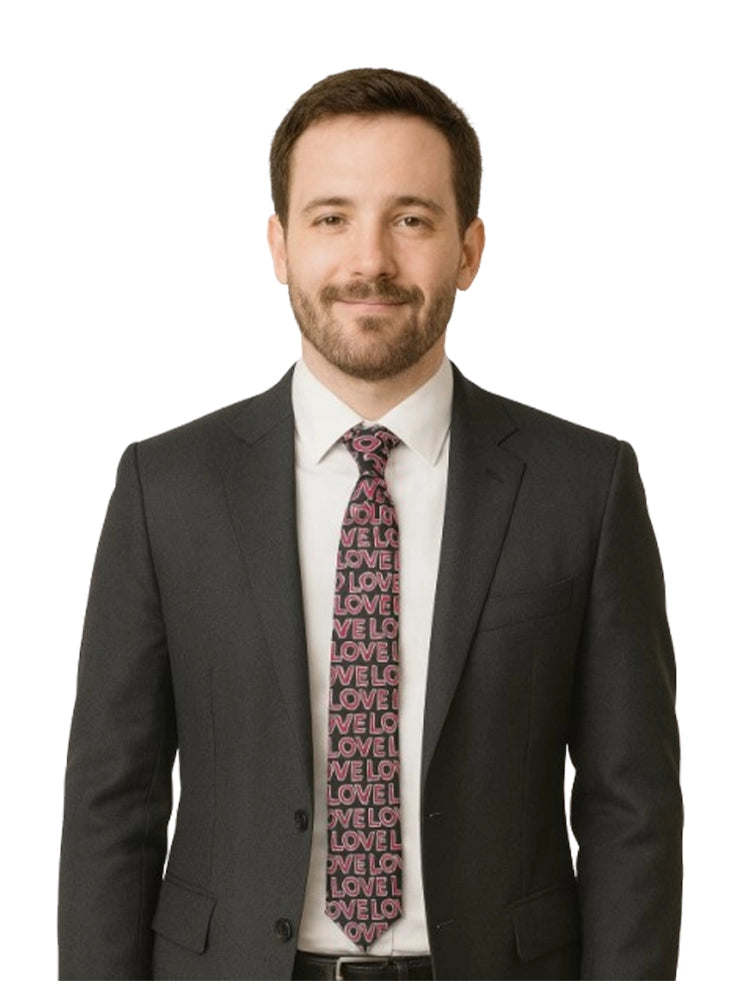 Men's Black & Hot Pink Love Text Tie