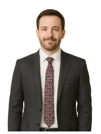 Men's Black & Hot Pink Love Text Tie