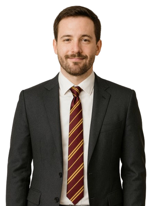 Men's Maroon and Yellow Wizard Striped Neck Tie (6cm Wide)