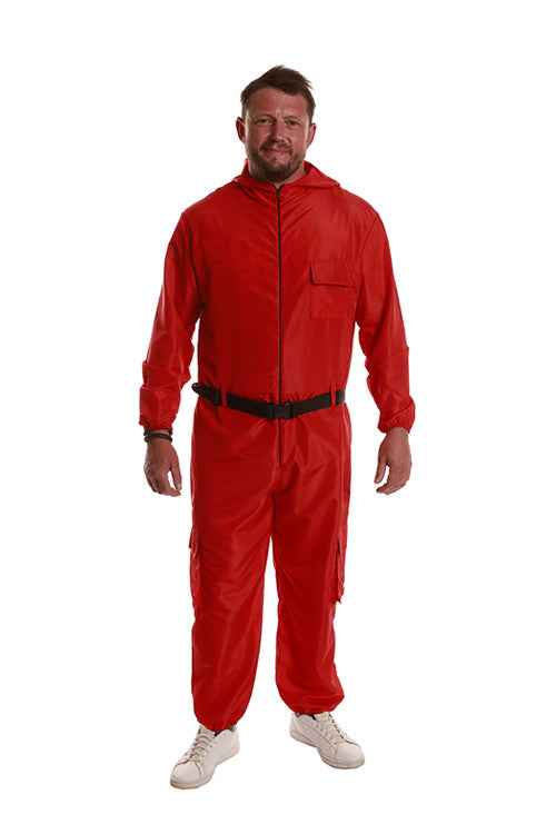 Men's Red Game Jumpsuit With Belt