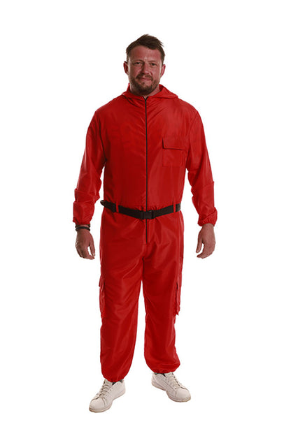 Men's Red Game Jumpsuit With Belt