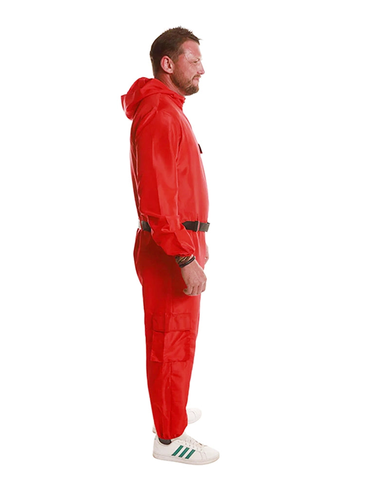 Men's Red Game Jumpsuit With Belt side