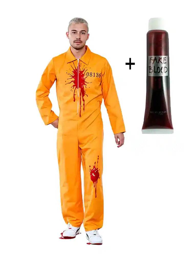 Mens Prison Jumpsuit & Vampire Fake Blood - thefancydress.co.uk