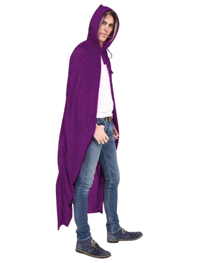 Mens Purple Velvet Hooded Cape 65 Inches