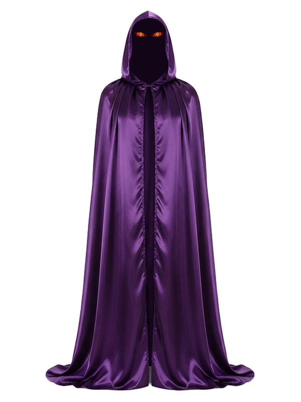 Satin Purple Hooded Cape Dresses