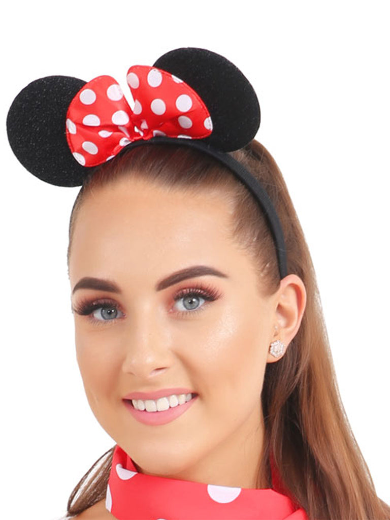 Minnie Mouse Ears Head band with Red Bow