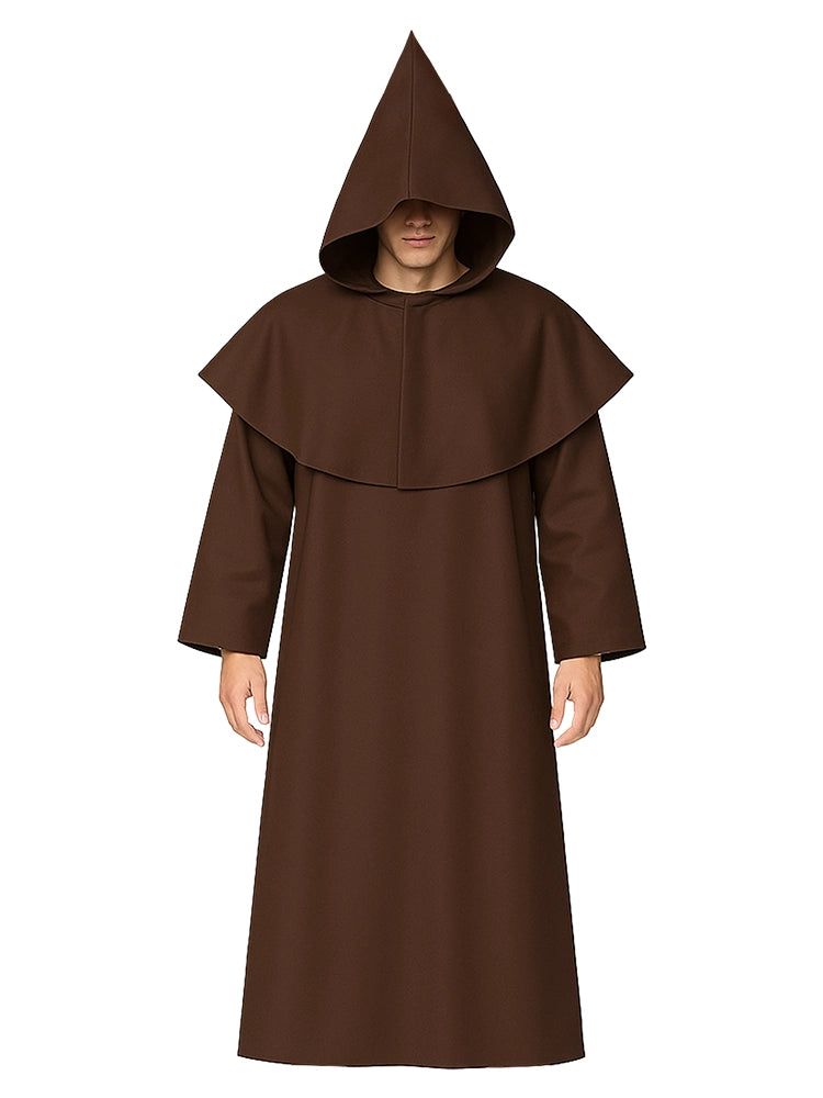 Adult Medieval Hooded Monk Renaissance Priest Robe Costume