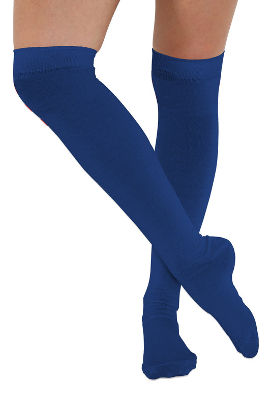Navy Stretchy Plain Over The Knee Socks
