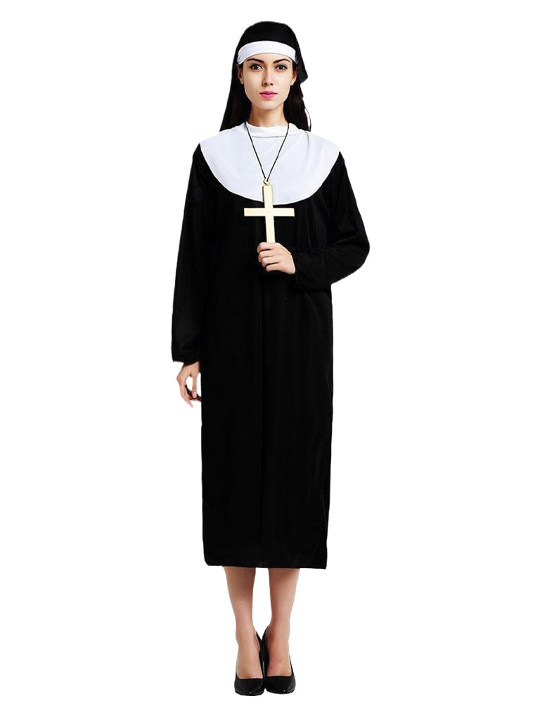 Womens Nun Costume Dress With Headpiece