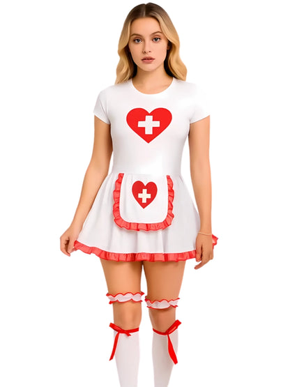 Nurse Fancy Dress Heart Printed T-Shirt