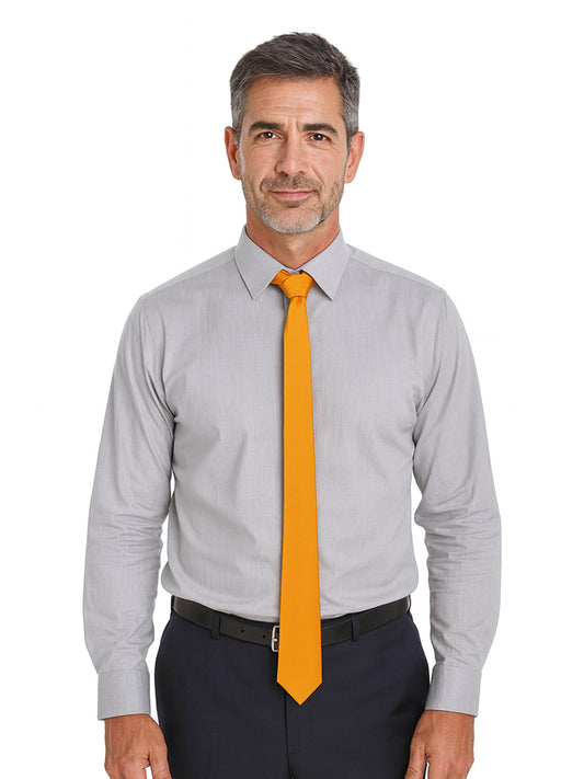 Orange Men's Satin Plain Neck Ties