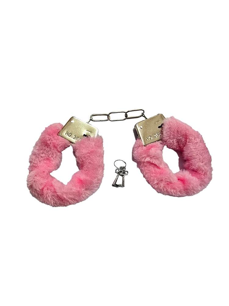 Pink Furry Handcuffs - thefancydress.co.uk