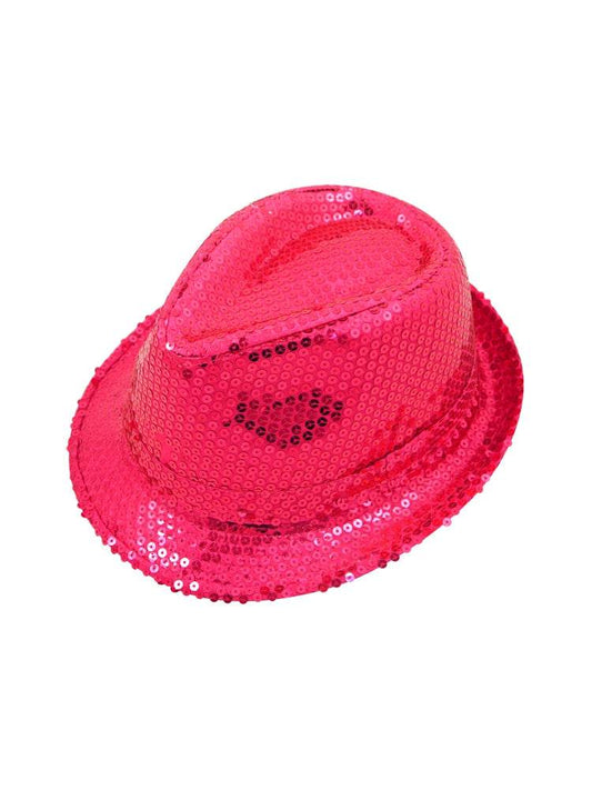 Pink Sequin Trilby Hat - thefancydress.co.uk