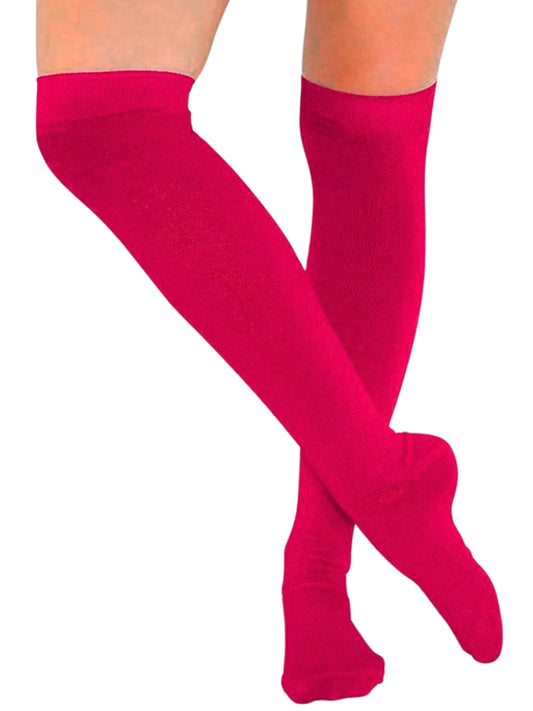 Pink Stretchy Plain Over The Knee Socks