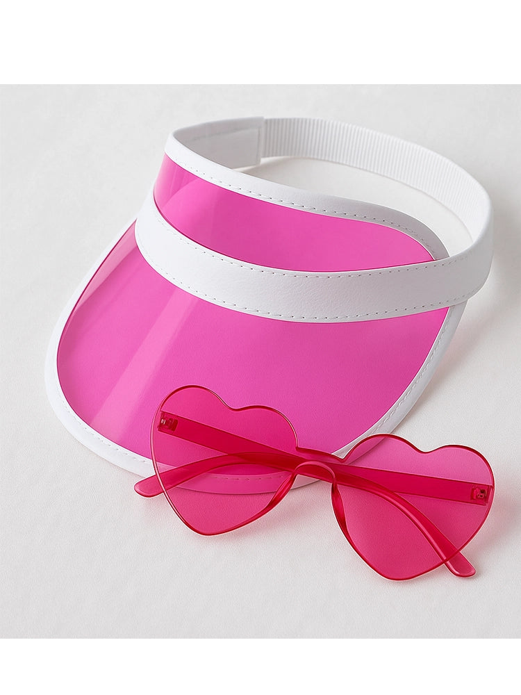 Pink Visor Cap And Glasses Set