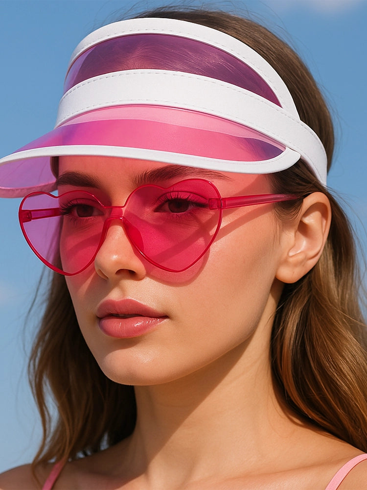 Pink Visor Cap And Glasses Set