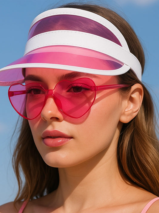 Pink Visor Cap And Glasses Set