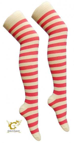 Striped Over The Knee Socks (15 Colours)