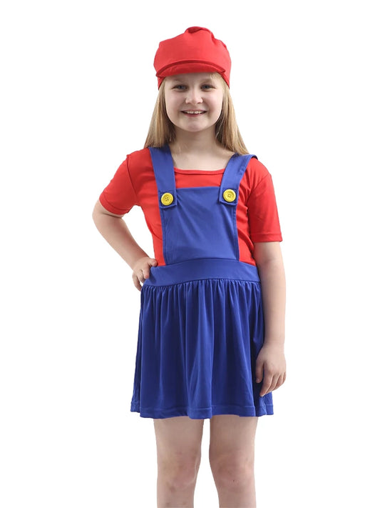 Plumber Bro Red/Blue Costume for Girls