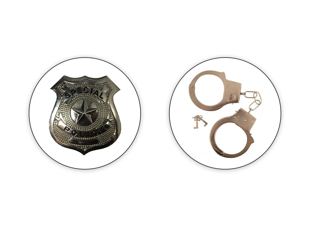 Police Badge and Metal Handcuffs Set