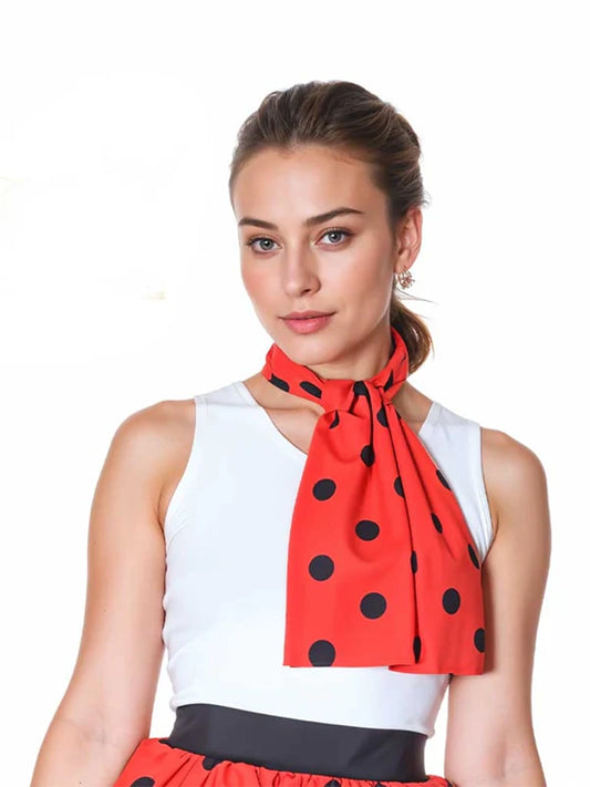Polka Dot Scarf (111 Cm) red white