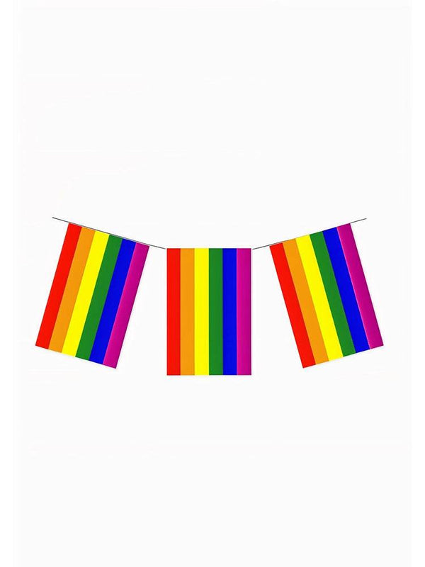 Pride Rainbow Bunting Flags – 7m (24 Rectangular Flags) - thefancydress.co.uk
