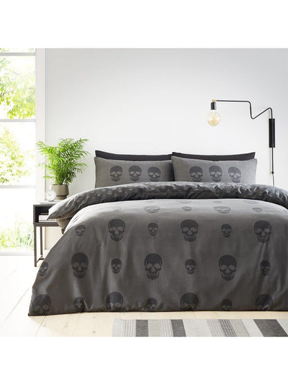 Printed Black Skull Duvet Set