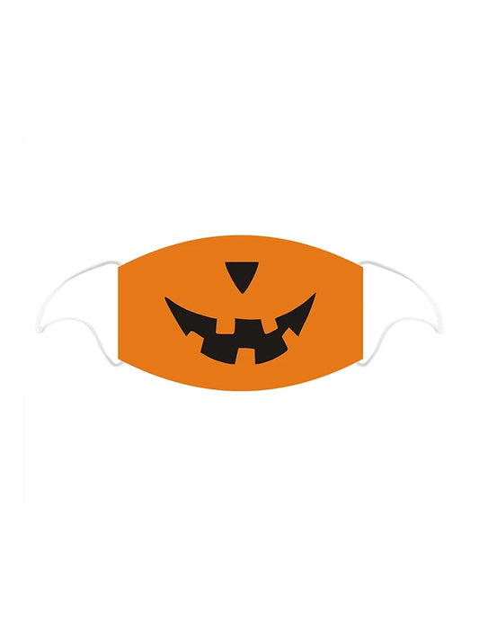 Pumpkin Printed Cotton Face Covering With Filter Pocket