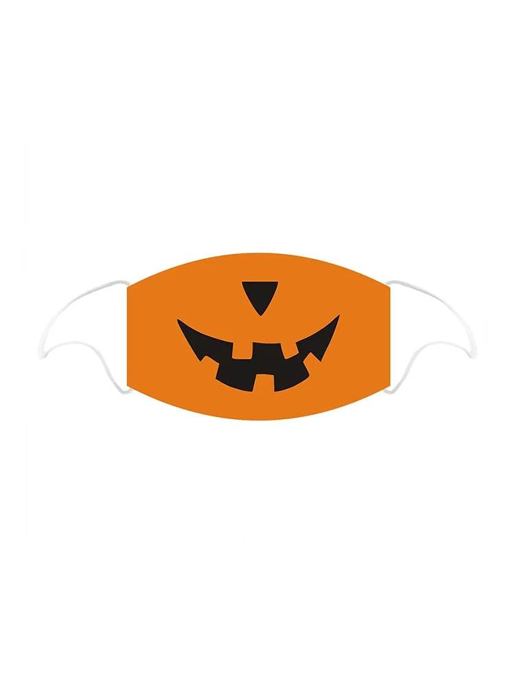 Pumpkin Printed Cotton Face Covering With Filter Pocket - thefancydress.co.uk
