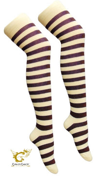 Striped Over The Knee Thigh High Socks