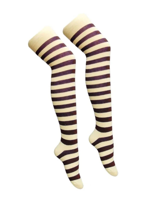 Striped Over The Knee Thigh High Socks