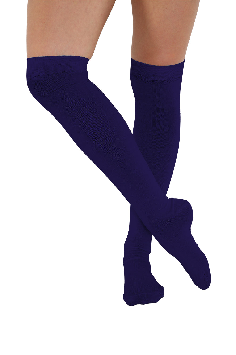 Purple Stretchy Plain Over The Knee Socks