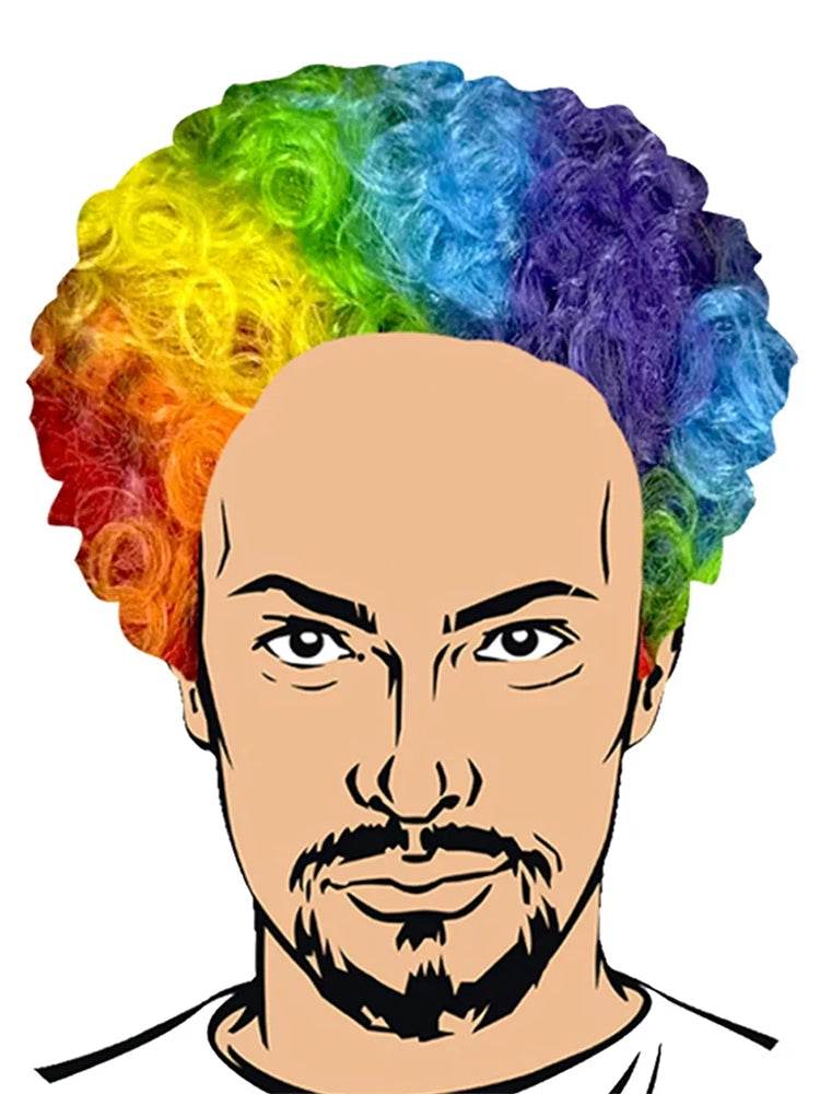 Rainbow Clown/Afro Wig - thefancydress.co.uk