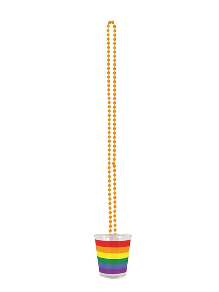 Rainbow Pride LGBTQ+ Shot Glass With Necklace (Pack Of 24) - thefancydress.co.uk