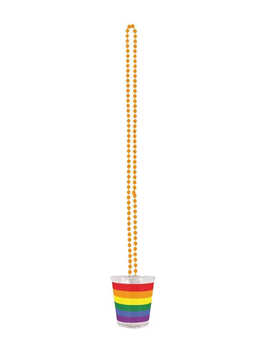Rainbow Pride LGBTQ+ Shot Glass With Necklace (Pack Of 24) - thefancydress.co.uk