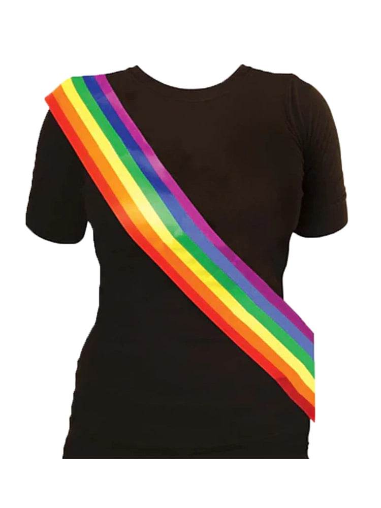 Rainbow Sash Gay Pride Fancy Dress Accessory - thefancydress.co.uk