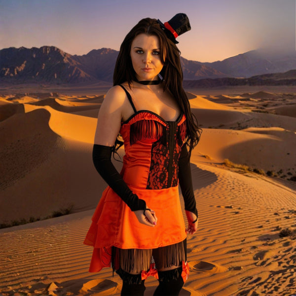 Women's Red and Black Burlesque Moulin Halloween Fancy Dress Costume