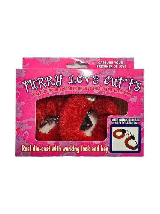Red Furry Handcuffs - thefancydress.co.uk