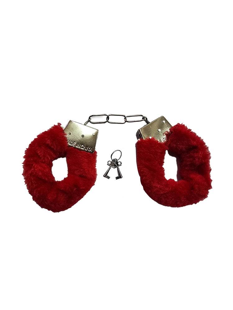 Red Furry Handcuffs - thefancydress.co.uk