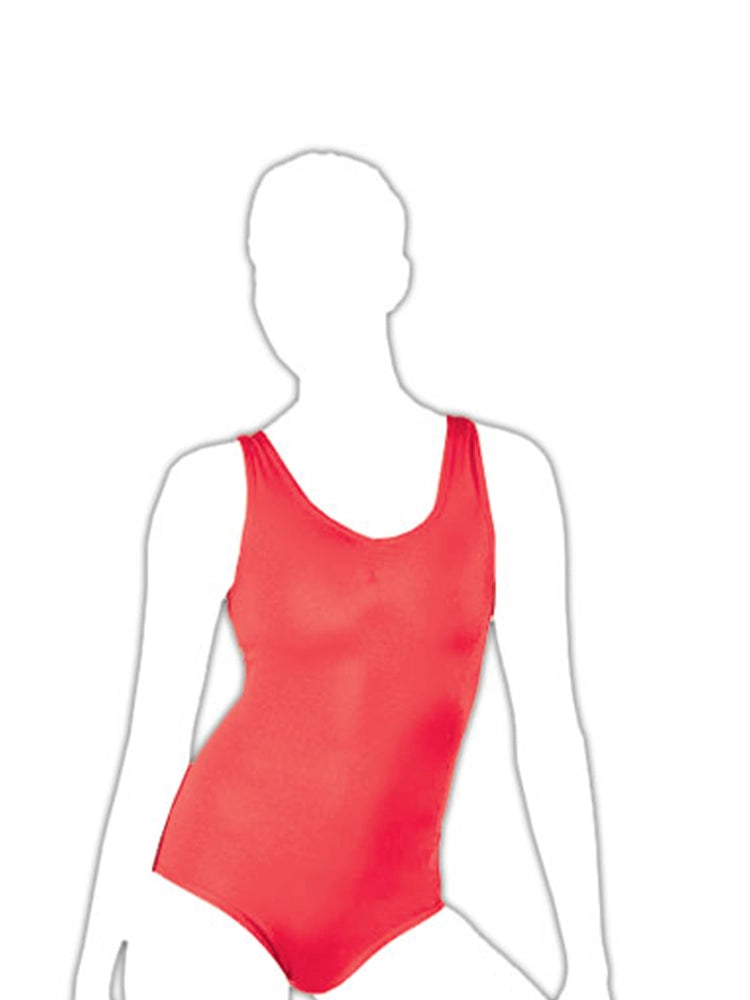 Red Girls Plain Sleeveless Leotard